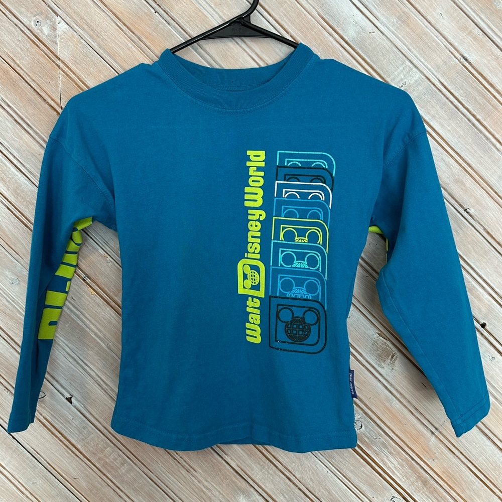 Walt Disney World Spirit Jersey Blue Long Sleeve Kids Shirt Blue Green Mickey